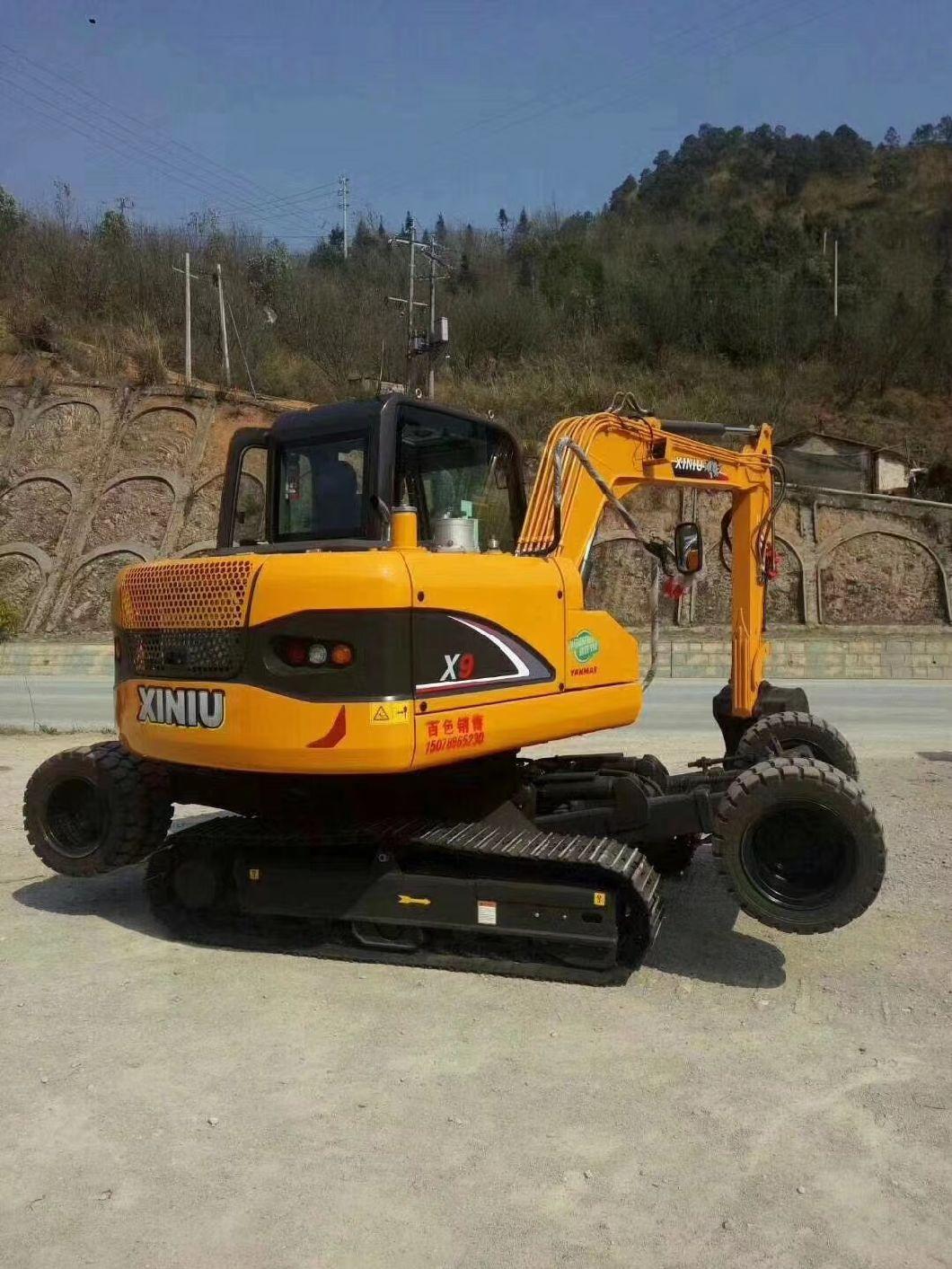 Rhinoceros Cheap Wheel Excavator X9 9 Ton Wheeled Excavator in China