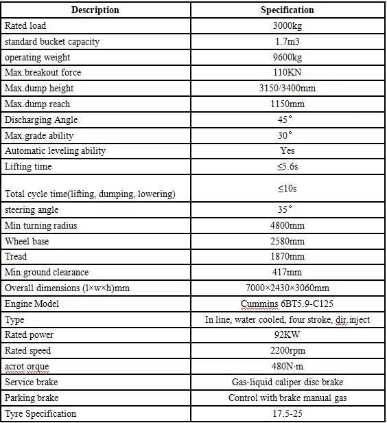 Earth Moving Machine Heavy Machinery 3 Ton Wheel Loader Price