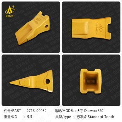 713-00032 Dh360 Series Standard Bucket Tooth Point, Excavator and Loader Bucket Tooth and Adapter, Construction Machine Spare Part