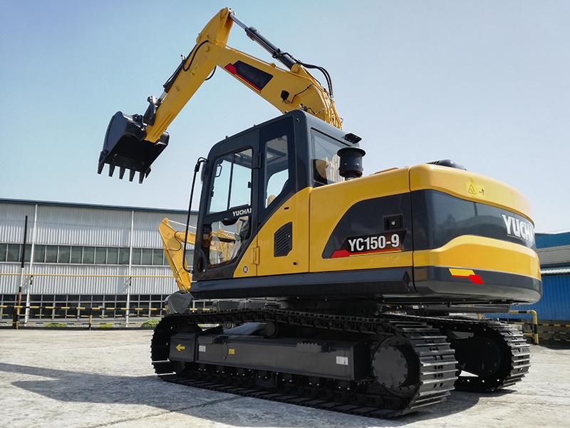 Yuchai Yc150-9 Boom Swing Hydraulic Crawler Excavator with Open Cabin