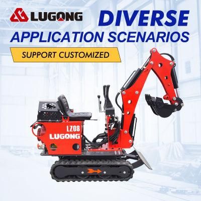 High Quality Lugong Chinese Factory 0.8 Ton 1.0ton 1.5ton Mini Rubber Track Digger Price