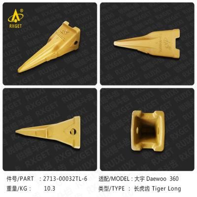 2713-00032tl Dh360 Series Tiger Long Bucket Tooth Point, Excavator and Loader Bucket Digging Tooth and Adapter, Construction Machine Spare Parts