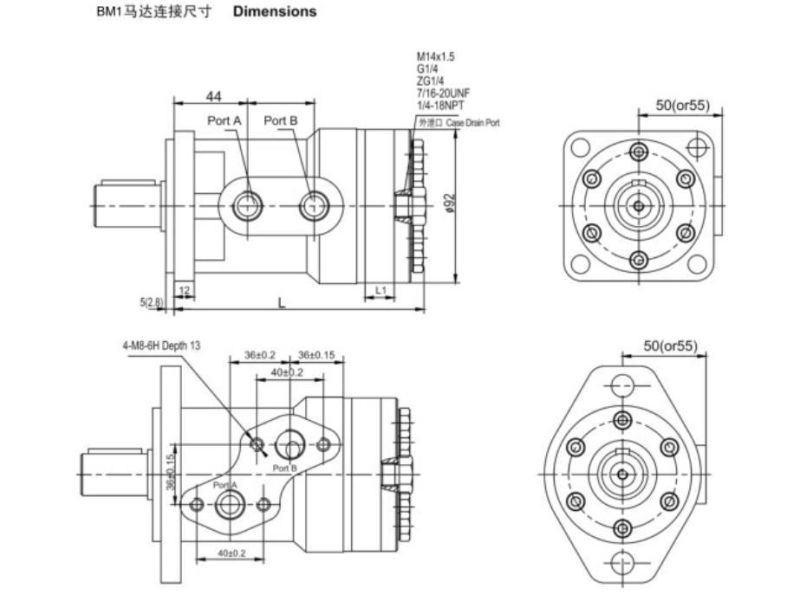 63cc 750rpm Axial Distribution Wheel Orbit Hydraulic Motor Bm1