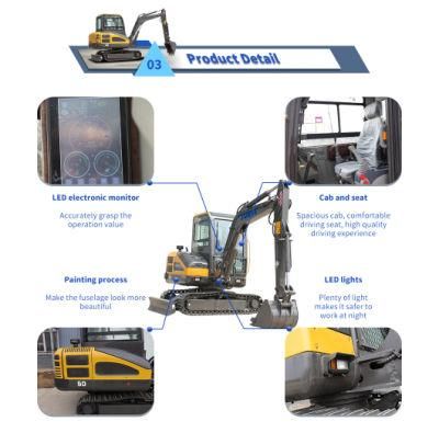 High Quality 5ton/4800kg Small Garden Digging Machine/China Full Hydraulic Excavator Mini Excavators