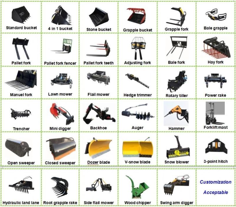 Skid Steer Brush Cutter Branch Trimming Wheel Loader to 5.5m Height