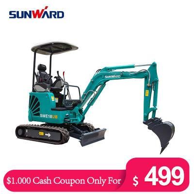 Cash Coupon Sale! Sunward Mini Excavator Swe18ub Excavator 1 Ton Crawler Excavator