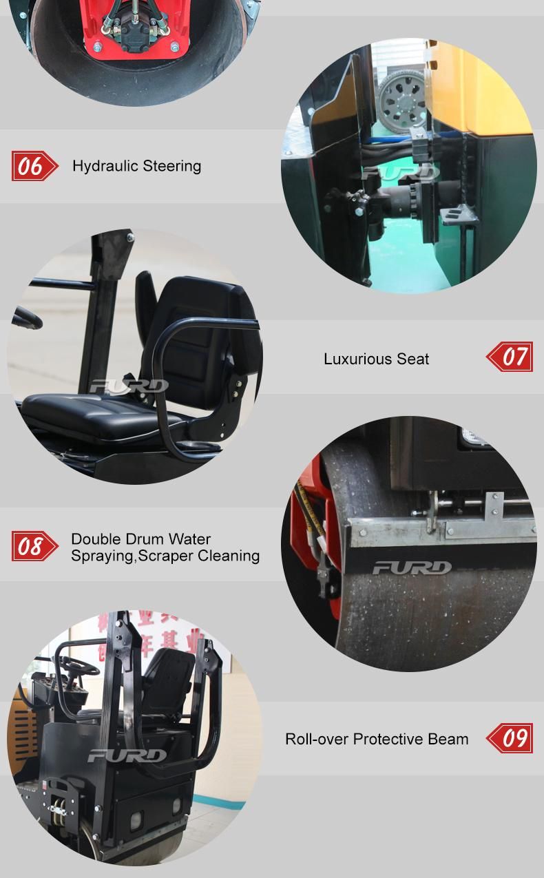 1.5 Ton Double Drum Road Roller Compactor for Asphalt Paving Compaction