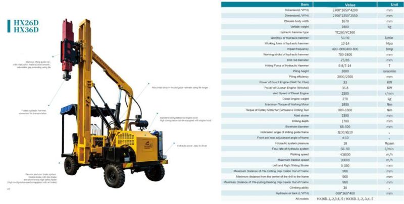 Road Construction and Maintenance Equipment Pile Driver with Hydraulic Hammer