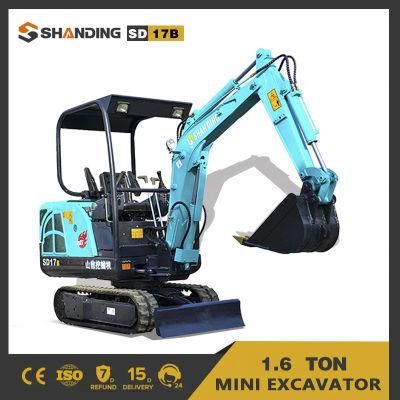 Shanding SD17-9 1.5 Tons Hot Sale for Garden and Farm Digger Excavator