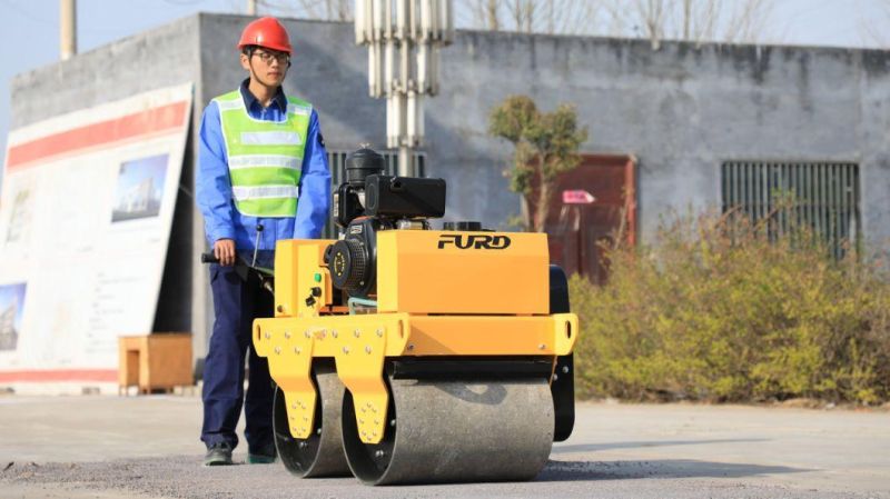 Double Drum Walk Behind Vibratory Hydraulic Road Roller for Concrete and Asphalt Fyl-S600c