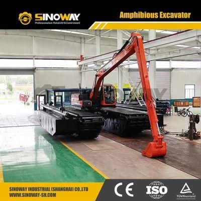 Amphibious Backhoe with Long Reach and Aluminum Track Shoe