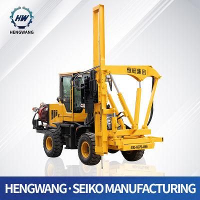 Hydraulic Static Highway Wheels Type Guardrail Pile Driver