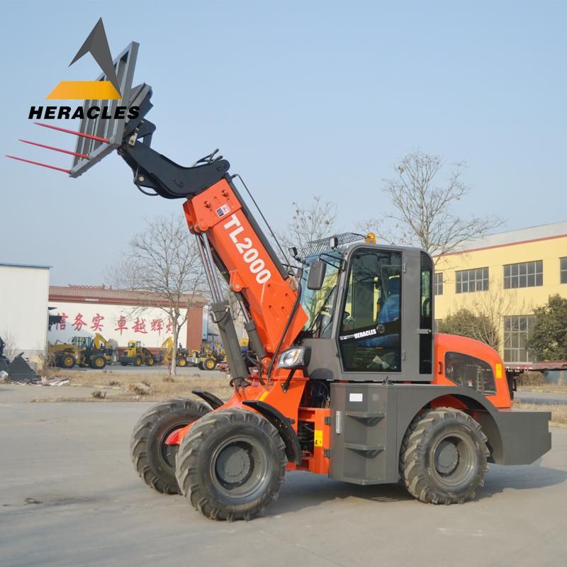 Tures Small Telescopic Boom Loader 2 Ton with Fork Accessory