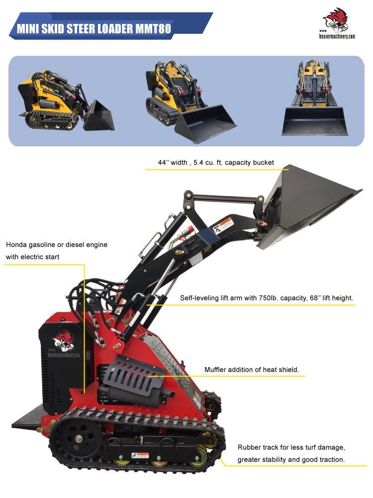 Multi New Promotion Mini Skid Steer Loader with Diesel or Gas Engine