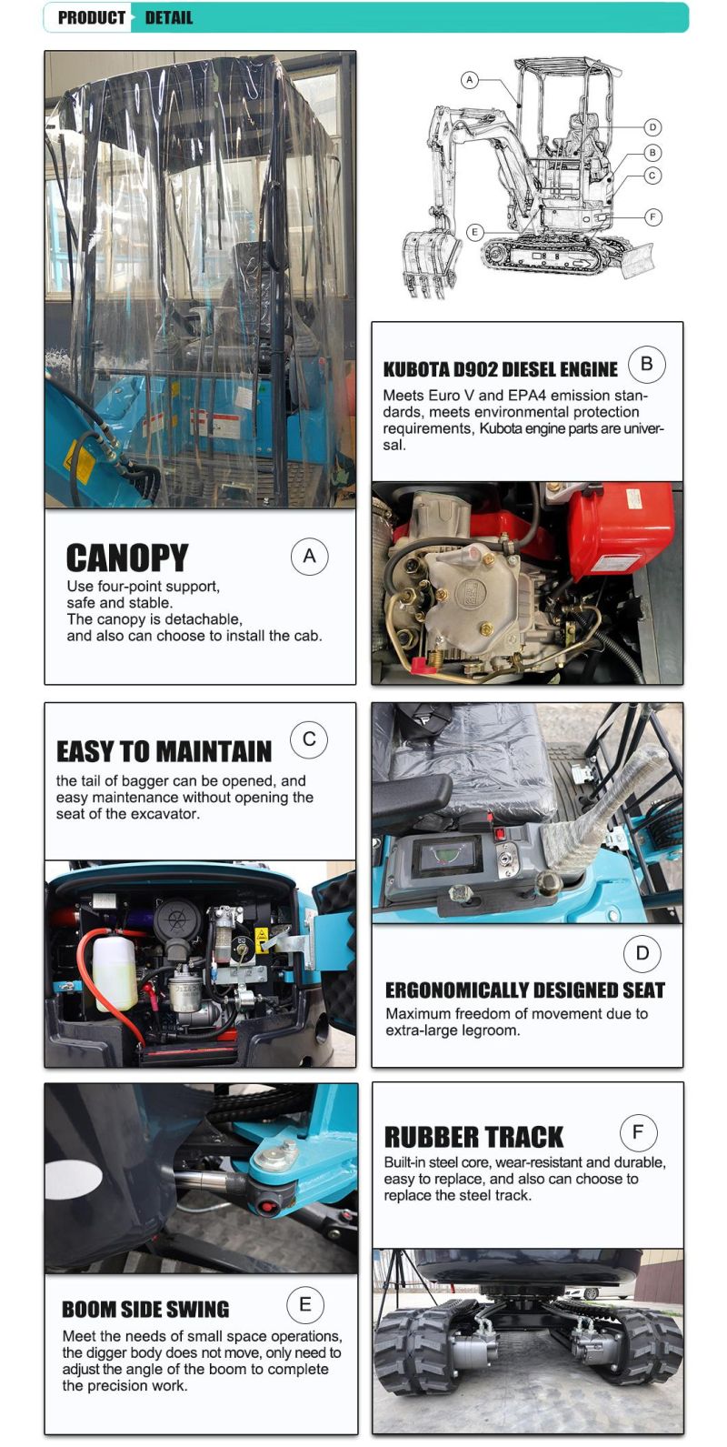 Farm Machinery 1.6/1.8t Mini Excavator for Landscaping, Farm, Garden