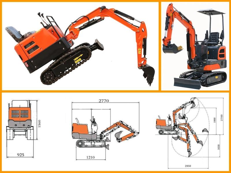 China High Standard 1.5 T Small Backhoe Digger Fw15D Mini Hydraulic Pump Rubber Crawler Track Excavators Cheap Price for Sale