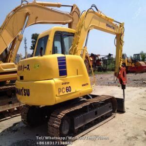 Second Hand Komatsu PC60 PC60-7 Small 6 Ton Excavator with Digging Hammer