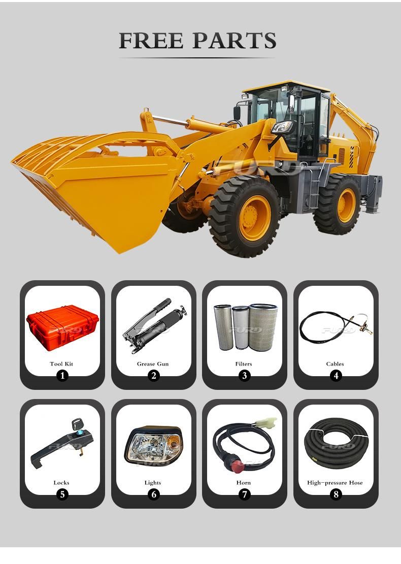 Backhoe Loader Excavator with Grass Cutter Hydraulic Hammer for Sale Fwz15-26