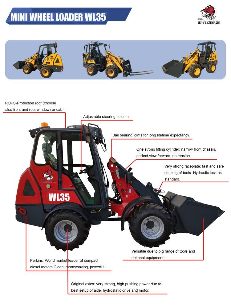 China Hot Sale Mini Articulated Loader Radlader Small Wheel Loader Construction Equipment with Cheap Price
