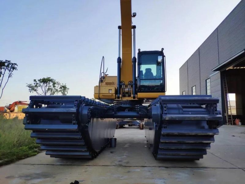 Second Hand Amphibious Excavator Cat 320c Used Swamp Buggy Earth-Moving Machinery with Floating Pontoon Undercarriage