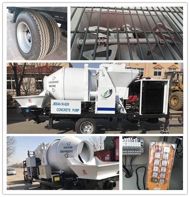 Diesel Engine Powered Wet Concrete Mixing Pumps Machine and The Tractor Towable Concrete Transfer Pump Iron Machinery with Mixer