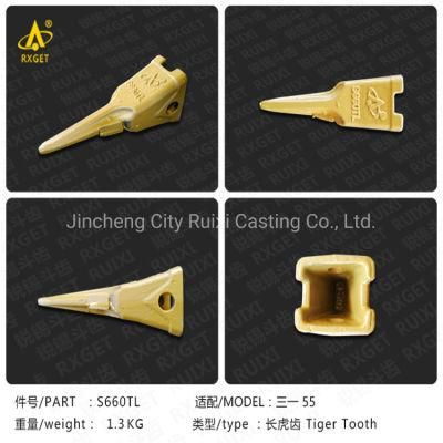 Ld60tl/12076693K Sy55c Tiger Long Bucket Teeth, Excavator and Loader Bucket Adapter and Tooth