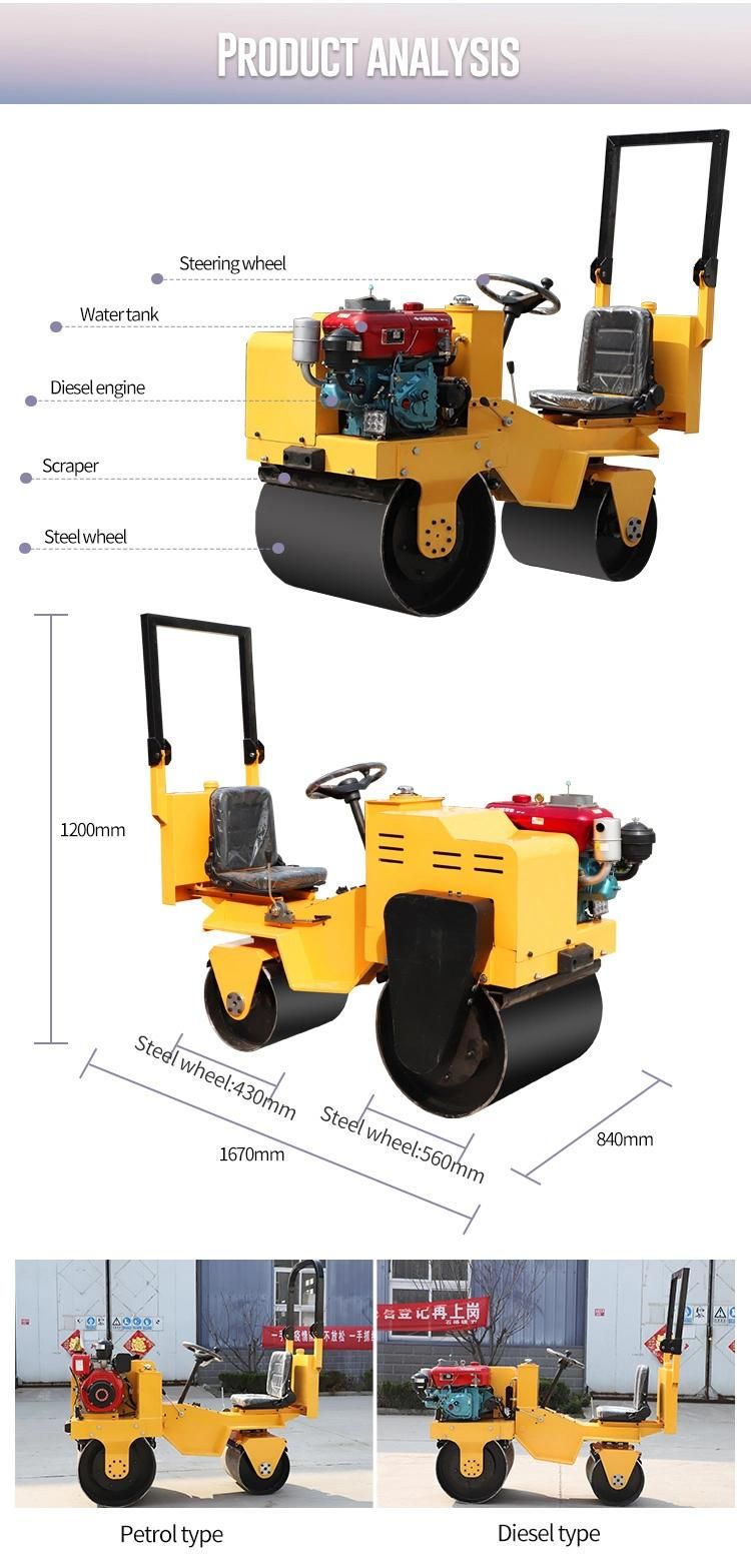 850 Kg Road Paving Curb Roller Double Drum