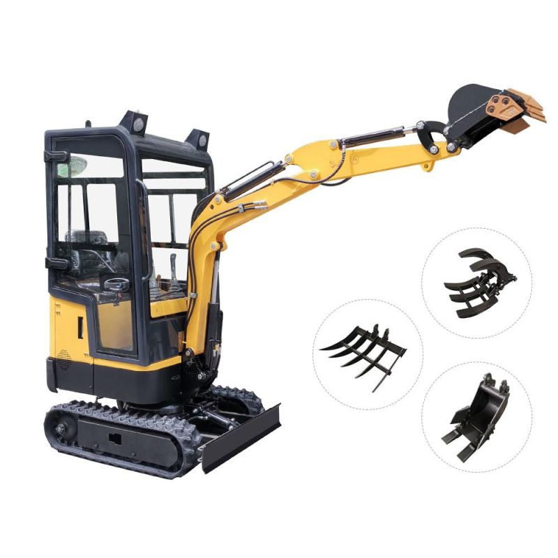 Shandong Mini Excavator with Cab Machine Micro Hydraulic Mini Digger 1 Ton Chinese Crawler Mini Excavator with Cab