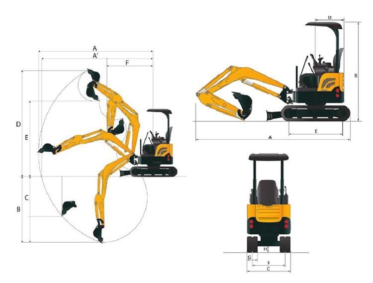 Small Hydraulic Bucket Tooth Excavator Digging Excavator 2 Ton Mini Diesel Powered Excavators