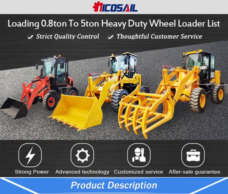 China Small Tractor Front End Wheel Loader Payloader Machine Mini Loader Price List with Attachments for Sale