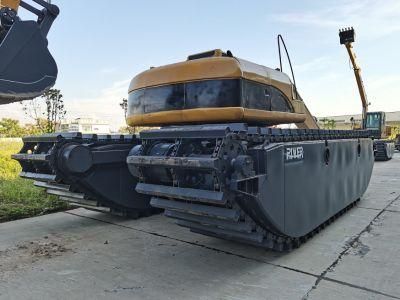 Secondhand Used Cat 320c Dredging Excavator 20 Ton Amphibious Excavator with New Pontoon Undercarriage and Long Reach Arm