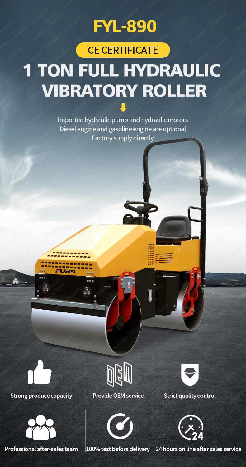 1 Ton Hydraulic Articulated Steering Tandem Asphalt Road Roller Compactor