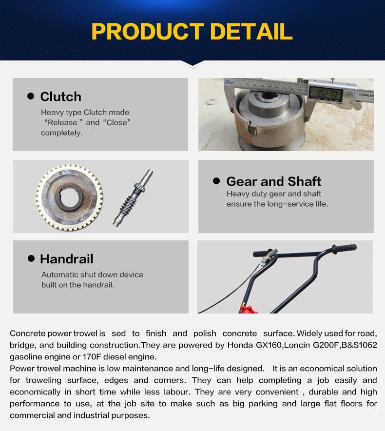 600mm Gasoline/Diesel Engine Walk Behind Power Trowel