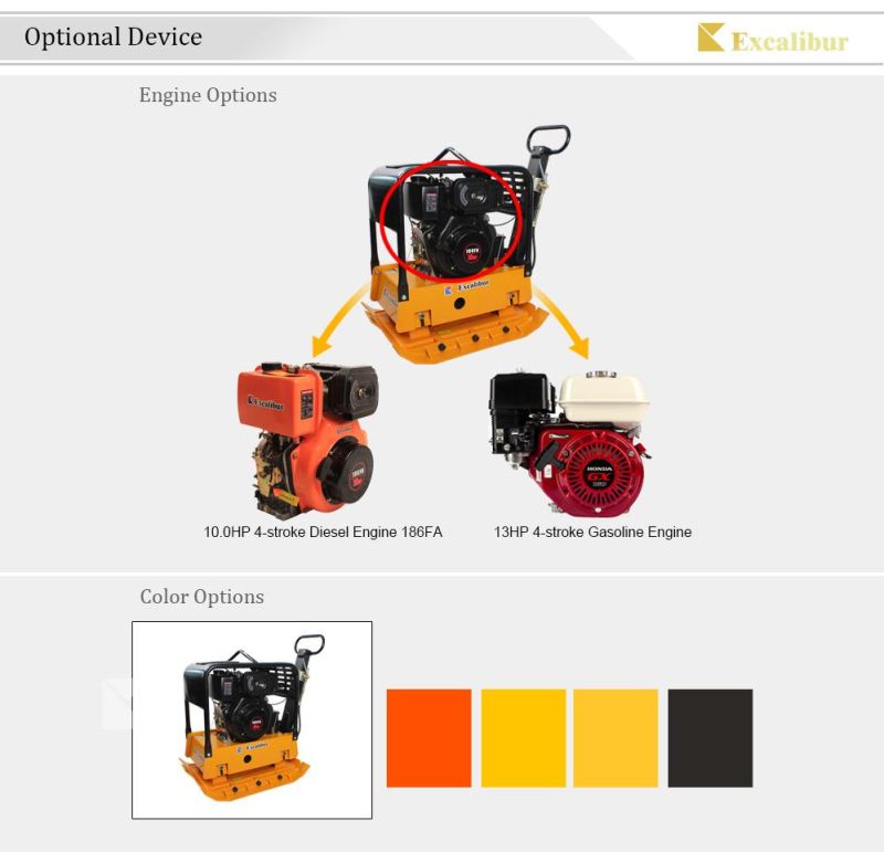 Hot Sell S186f 10HP Reversible Plate Compactor with Electric Start