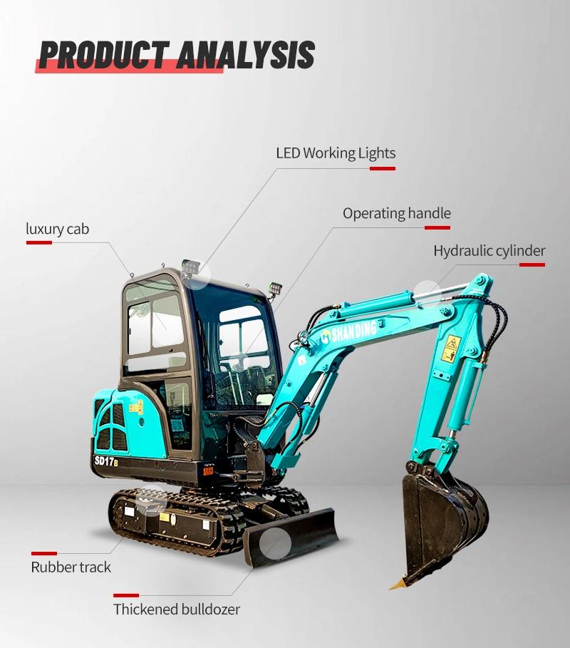 Shanding SD17b 1600kg Excavators Accessories Mini Digger Mini Excavator