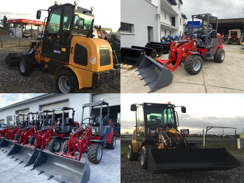 China Manufacturer 780 1t/1000kg with Cab/Rops/Roll Bar CE/EPA/TUV 4WD Diesel Mini Radlader/ Hoflader/Wheel Loader for Mini/Sale/Garden/Farm/Home/House