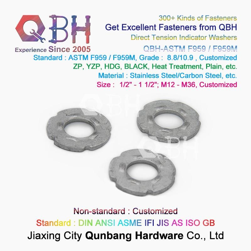 Qbh Customized OEM ODM ASTM F959 F959m Direct Tension Indicator Dacromet Black HDG Zp Yzp Plain Geomet Heat Treatment Washers Shims for A325 / A490 Bolt