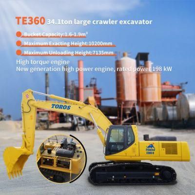 30t Hydraulic Lovol Excavator with 1.5m3 Rock Bucket (TE360)