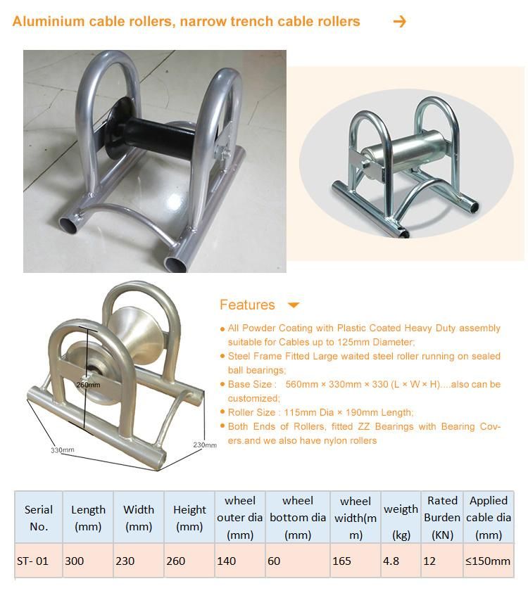 Galvanised Steel Straight Cable Roller for Cable Pulling Work