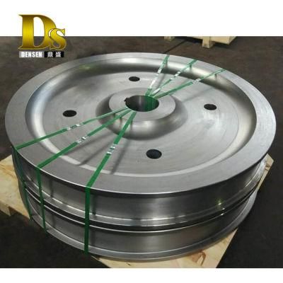 Densen Customized Alloy Steel Super Large Hot Forging Crane Wheels, Crane Rail Wheels, Train Wheels for Sale