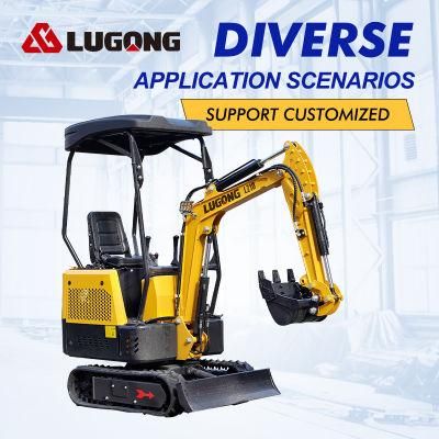Chinese Factory Price Lugong Brand Farm Backhoe Bucket Construction Equipment Small Digger Mini Excavator