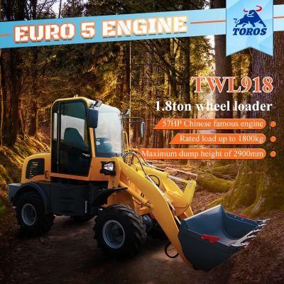 Twl918 1.8 Ton Mini/Small Articulated Hydraulic Front End Wheel Loader with Optional Attachments