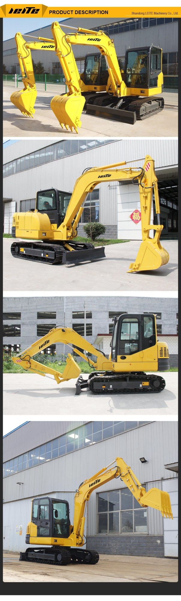 6 Ton Crawler Excavator Long Arm Mini Tractor Excavator with Cheapest Price