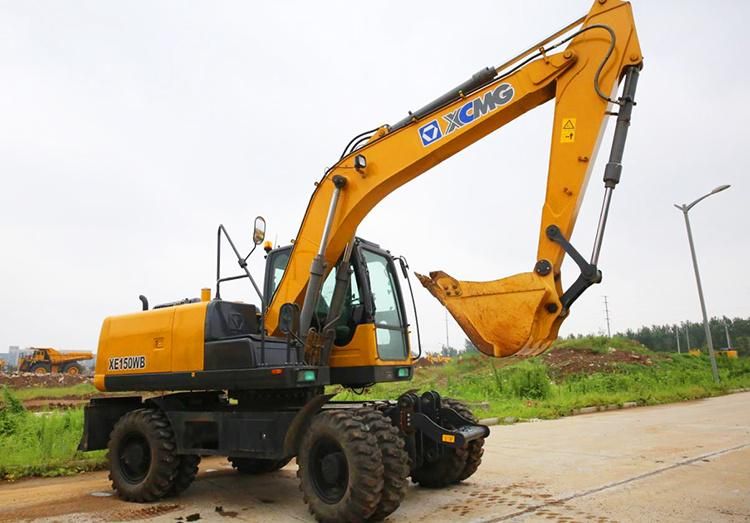 XCMG Official 15 Ton 0.58 Cbm Xe150wb New Hydraulic Wheel Excavator Machine Price for Sale