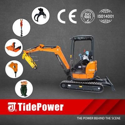 Brand New 2.5 Tons Bucket Mini Digger Crawler Excavator, Backhoe Mini Excavator with Attachment Bucket, Auger, Breaker, Log Grapple