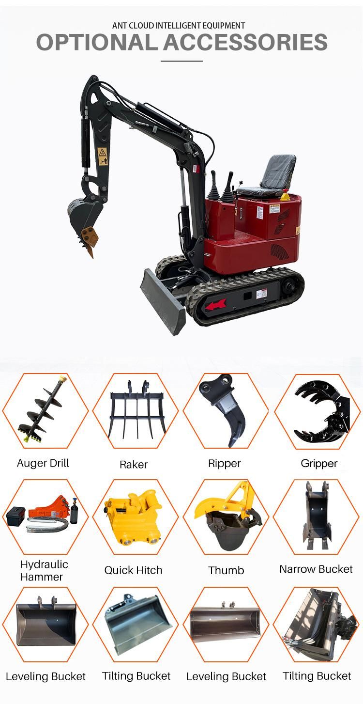 Home Use Mini Excavators 1000kg for Sale Single Cylinder Diesel Engine Bagger Smallest Digger