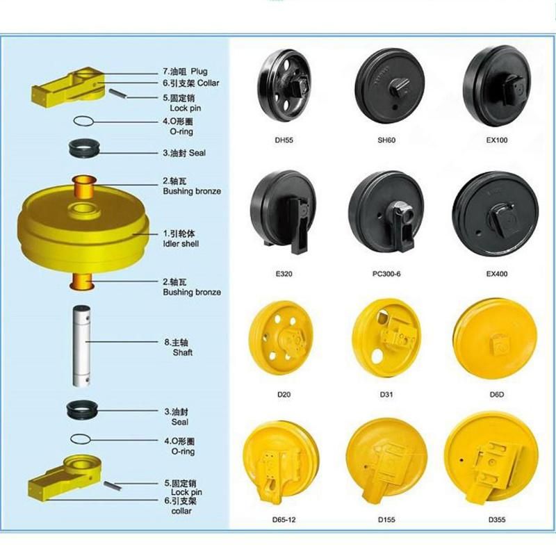 Best Price Bulldozers Front Idler D6d, D155, D275, D355 Excavator Idler Wheel for Sale