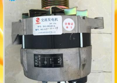 C6121 Alternator Shanghai Diesel Engine Spare Parts Generator D11-102-02+a Alternator for Sale