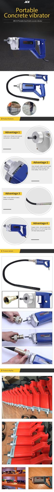 Hand Operated Remove Air Bubbles Portable Handheld Concrete Vibrator