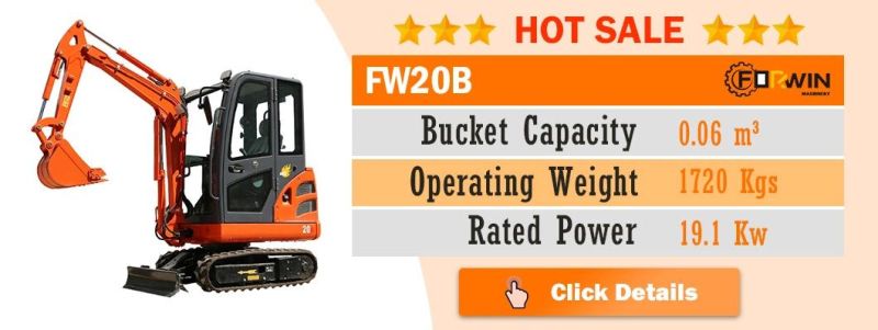 China High Standard 2.5 T Small Backhoe Digger Fw25b Mini Hydraulic Pump Rubber Crawler Track Excavators Cheap Price for Sale